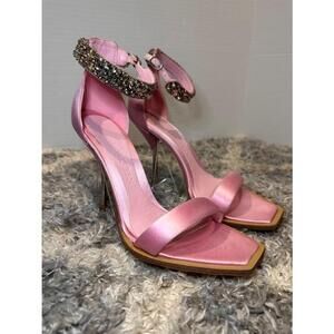 Women's Alexander McQueen Pink Satin Rhinestone Sandals Size 40